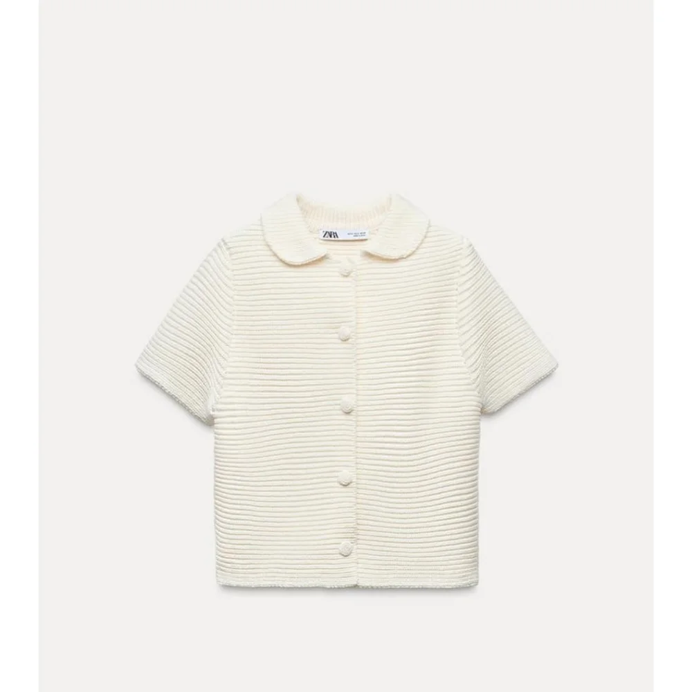 Zara Peter Pan Ecru Button-Up Women's Top Sz M - Picture 3 of 8